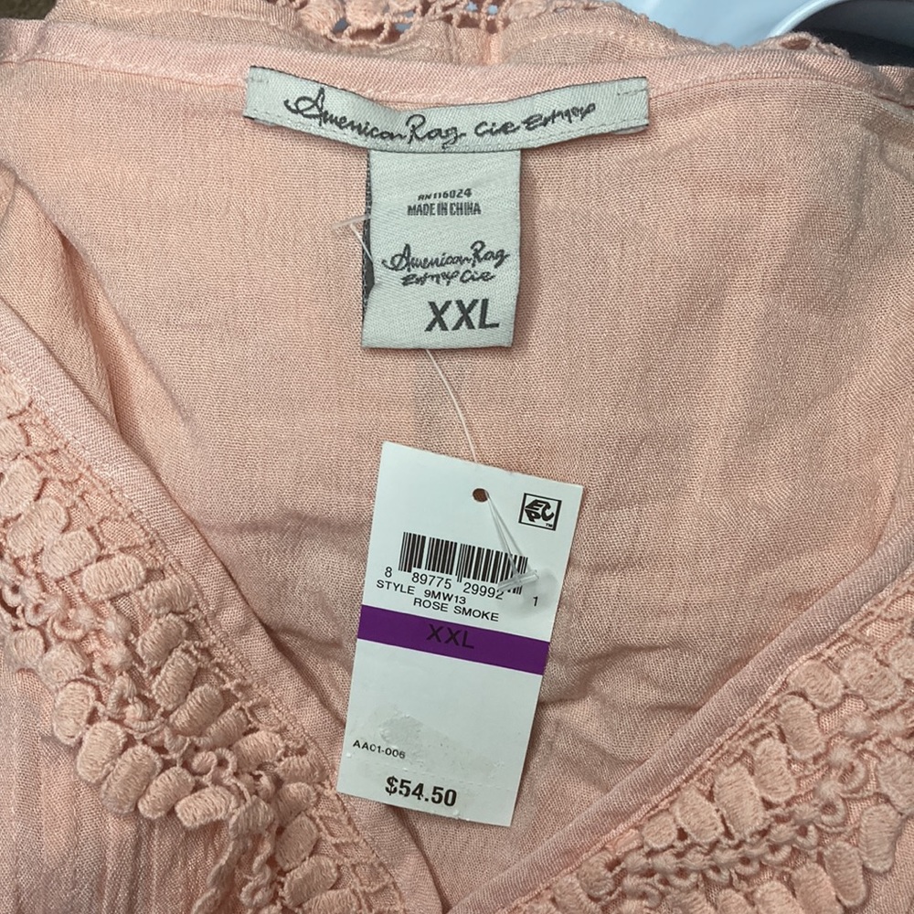 American Rag Juniors' Lace-Trim Blouse, Created for Macy's - Rose Smoke XXL - Picture 6 of 6